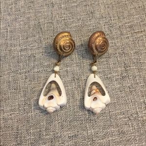 Gold Seashell Drop Earrings